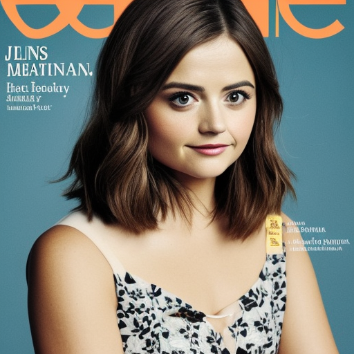 Jenna Coleman photoshoot magazine cover ultrarealistic photorealistic beautiful big eyes wavy brunette hair smiling dimples studio lighting the most beautiful face cute