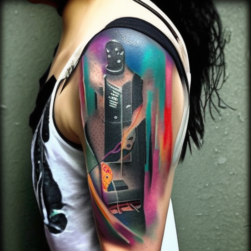 photorealism Cyberpunk Female Alley Rain Tattoo
