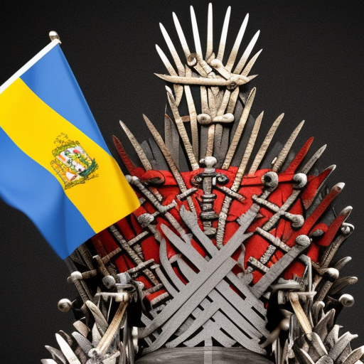 viking on iron throne with spanish flag and french flag