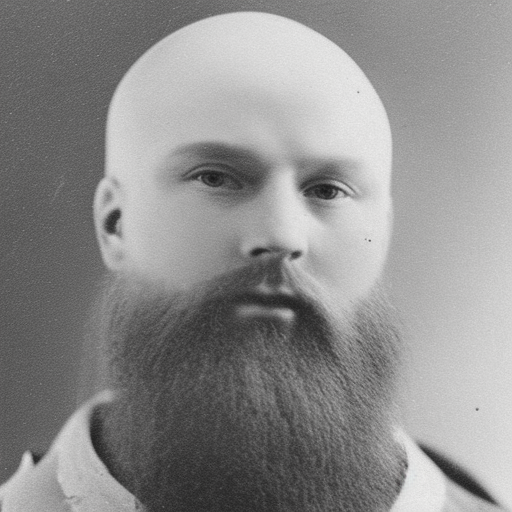 bald, albino mountain man in old photograph