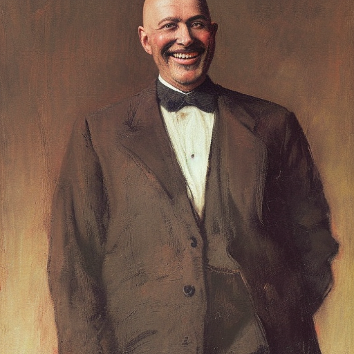 bald man with smile by Frederick Remington