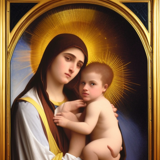 Painting of our Lady of Fatima. Art by william adolphe bouguereau. During golden hour. Extremely detailed. Beautiful. 4K. Award winning.