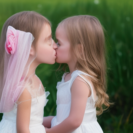 two model little girl kissing 