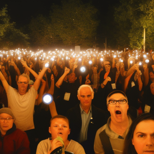 Crowd with flashlights in hand  