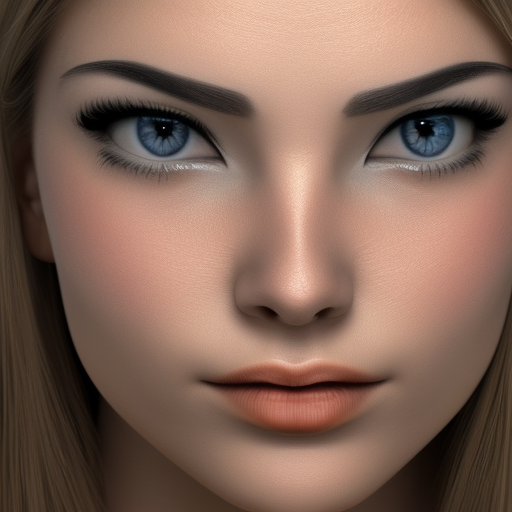 a beautiful woman's face, slightly smiling, cyan eyelashes, rosy cheeks, realistic 4K