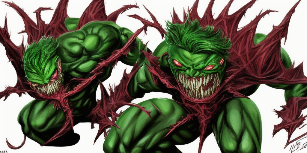 a artstation of Carnage Venom Green Goblin
