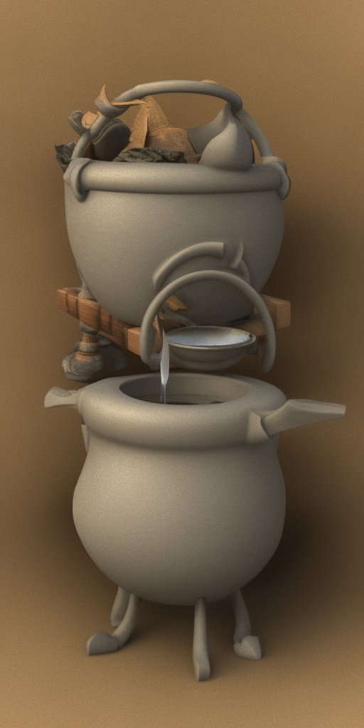 a 3d rendering of a Witch's cauldron