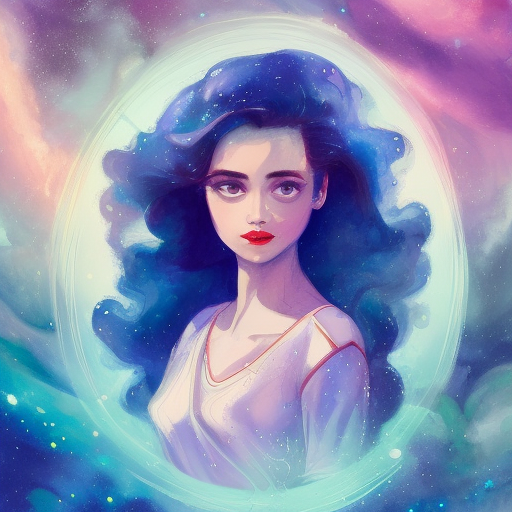 There's the prettiest girl in the whole wide world And her name is Melody Mend, white, blue, ruby, space opera, retro-futurist, optimistic, sci-fi, dnd character portrait, intricate, soft, pastels, inks, watercolors, masterpiece, expert, insanely detailed, 4k resolution, composition, agnes cecile, bowater