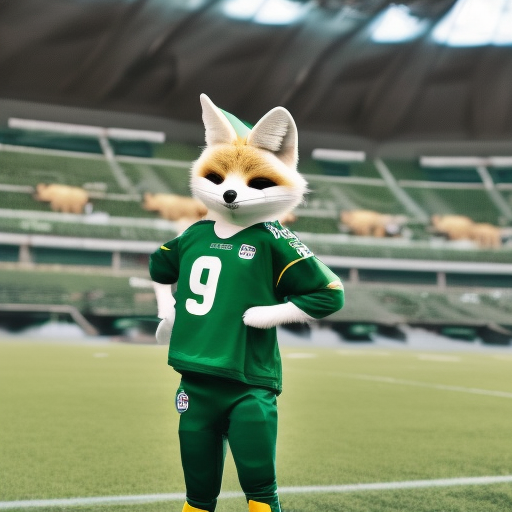 Fennec mascot in green football gear 