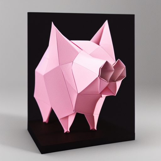 origami pig in pink paper, 3 d render, ultra detailed, on white background, studio shot  oil painting on canvas ultra-realistic portrait cinematic lighting 80mm lens, 8k, photography bokeh