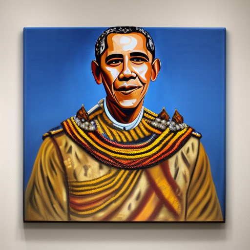Portrait of Barack Obama as an African king oil painting on canvas