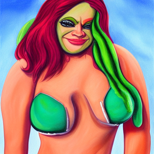 female shrek bikini detailed painting