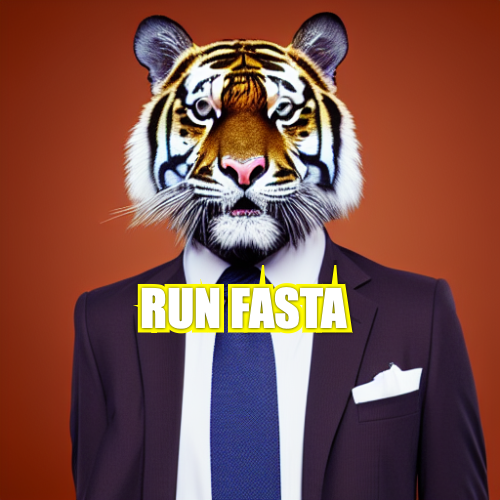 A tiger wearing a suit jacket with a tie