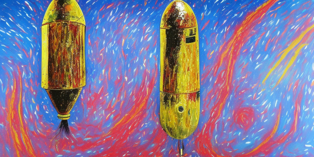 a painting of an exploding disco rocket