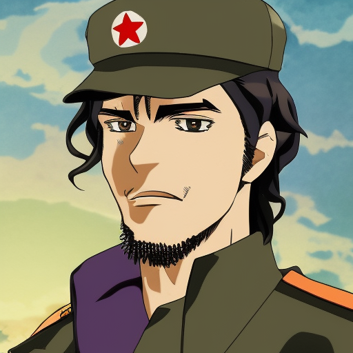 An anime of Che Guevara in the style of Jojo made by Araki