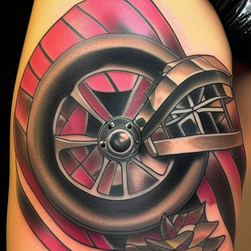 lowrider wheel realistic tattoo
