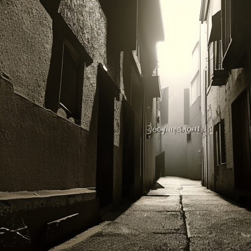 Demonic shadow in dark alleyway 