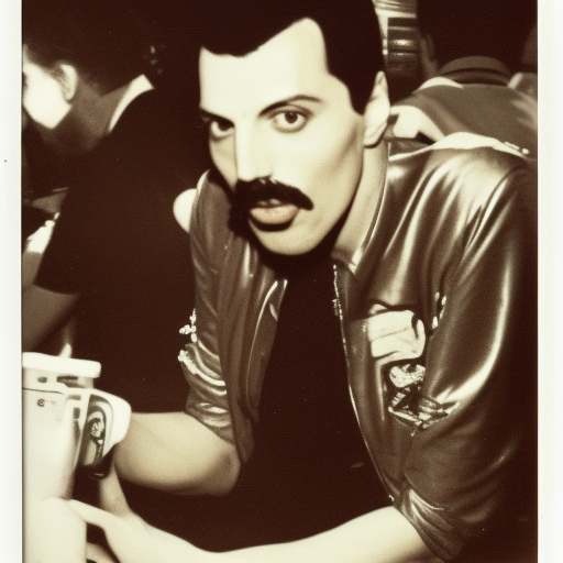 Freddie Mercury, Munich bar, Polaroid Photo