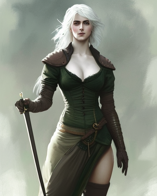 Pre-Raphaelite Ciri from Witcher 3 by Artgerm and Greg Rutkowski, full body, intricate, elegant, highly detailed, digital painting, pale