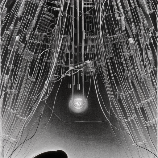 a cyborg with many wires and cables Bursting out of them uncontrollably by Zdzisław Beksiński and syd mead