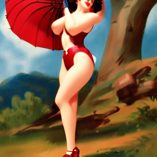 a gacha live character in the style of gil elvgren,