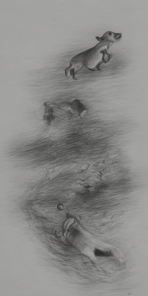 a drawing of a Drowning animal