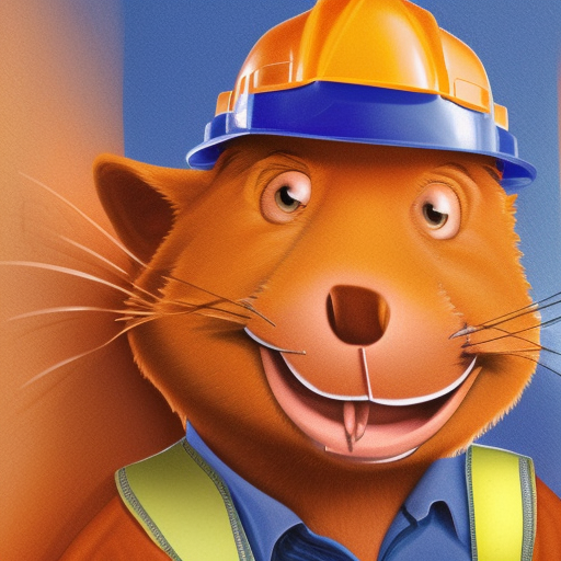 hyperdetailed closeup portrait by disney of wombat dressed as a construction worker