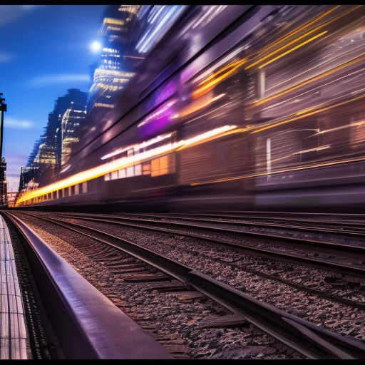 train advancing the city ultra-realistic portrait cinematic lighting 80mm lens, 8k, photography bokeh