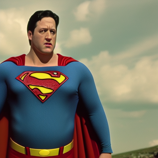 film still of kevin james as superman in superman, 4 k