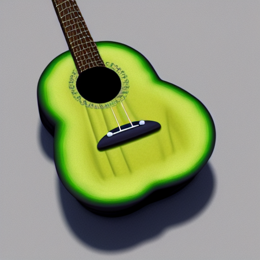 Detailed image of an avocado-shaped guitar