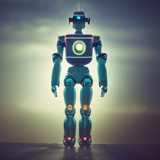 robot, futuristic, killing humans, taking over the world ultra-realistic portrait cinematic lighting 80mm lens, 8k, photography bokeh