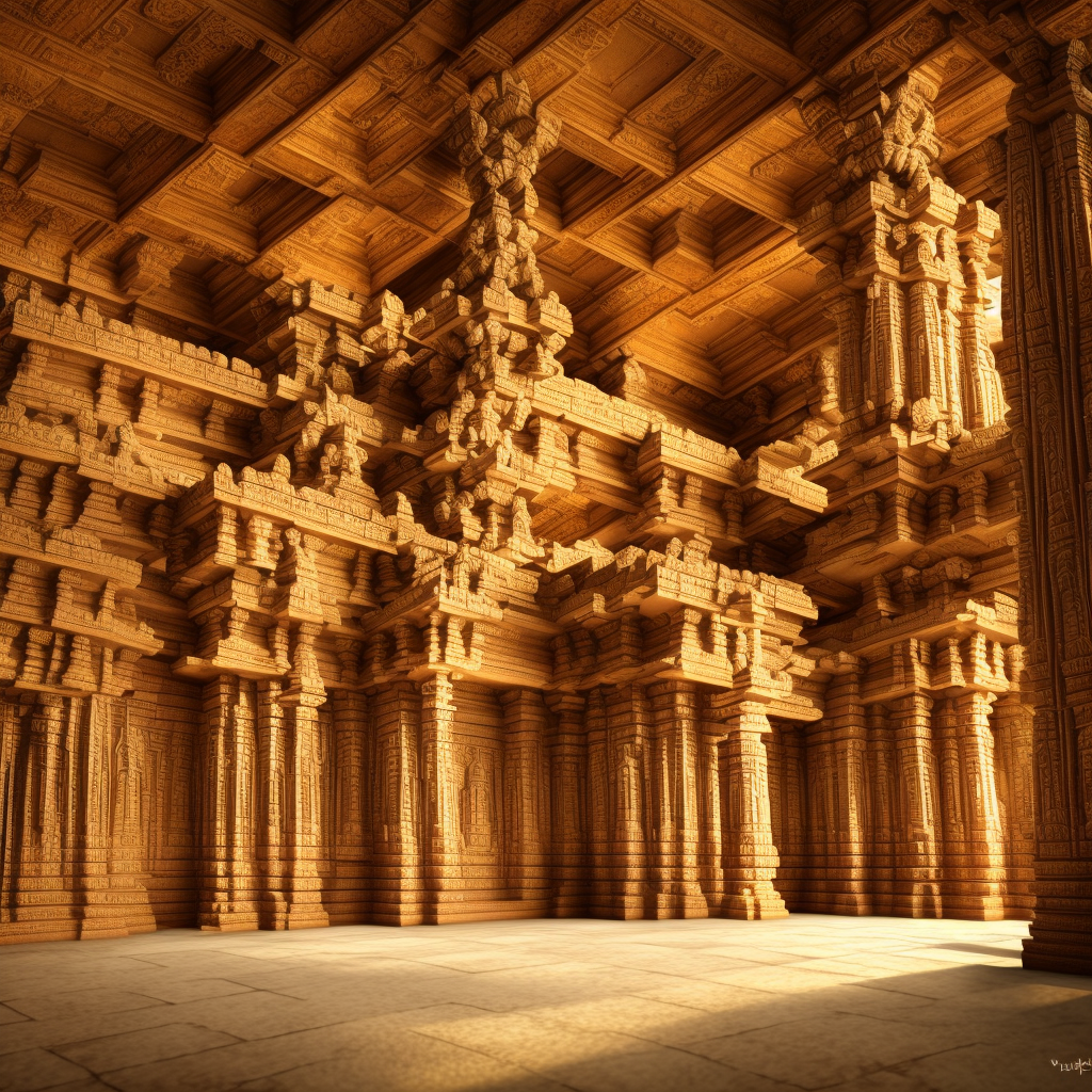 Ancient, Hindu Temple, Indoor, Natural Lighting, Photo Realistic 