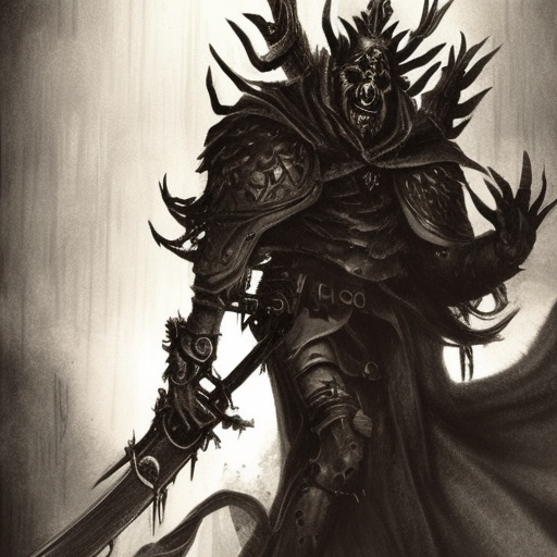 dark mage of Be'lakor, Warhammer fantasy, creepy, grim-dark, Yuri Hill, gritty, realistic, illustration, high definition