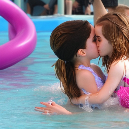 Emma Watson kissing a little girl in water park 