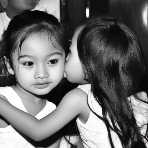 two Little actress malay girl kissing in night club 