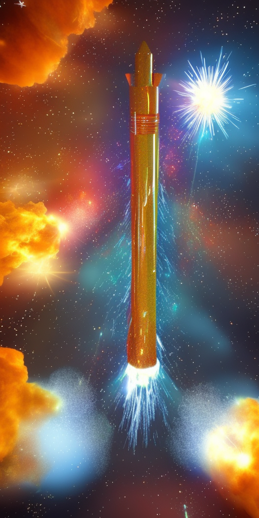 a 3d rendering of an exploding disco rocket