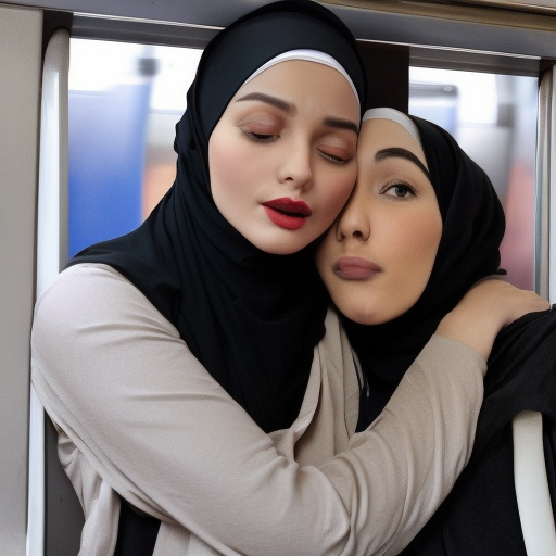 two actress hijab melayu girl kissing in train 