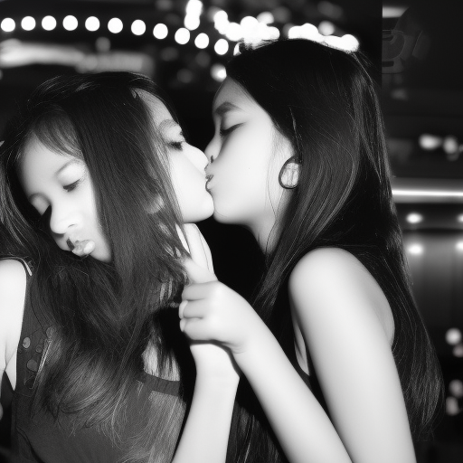 two sisters melayu girl kissing in night club 