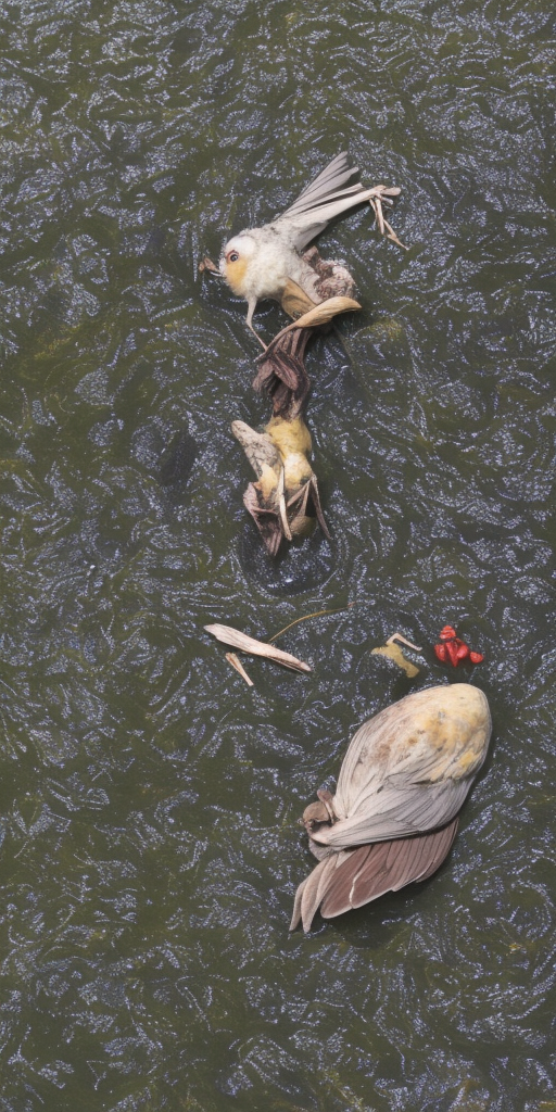 A bird's corpse in the water