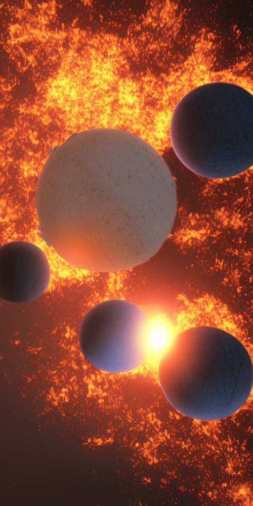 a 3d rendering of a burning planet