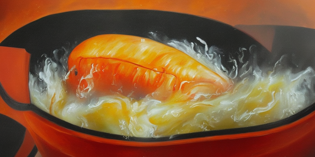 a painting of Boiling fish
