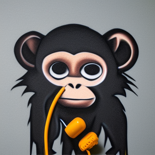 Graffiti monkey wearing headphones