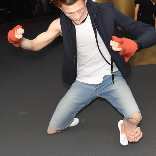 tom holland with feet on his arms instead of hands