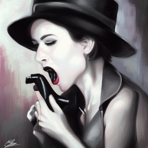 noir detective and a fedora, mouth open, raining, Artwork by Artgerm oil painting on canvas