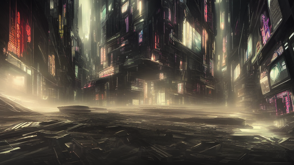 a futuristic city underground, cyberpunk, empty, dreamscape, epic composition
