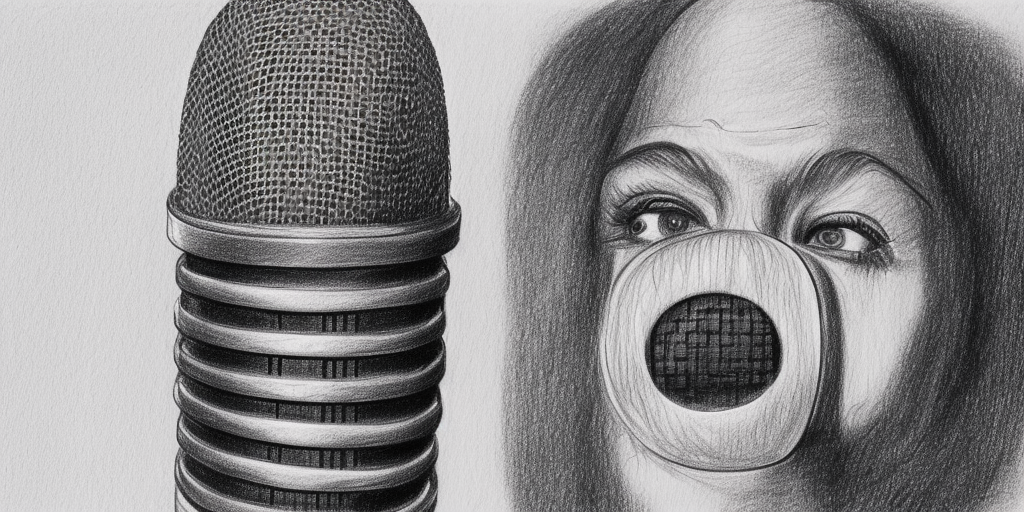 a drawing of a living Microphone with an Face being john malkovich
