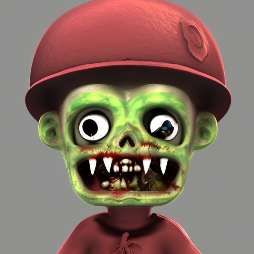 funny zombie, 3d character, cartoon, cap