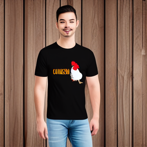 vintage style short sleeve t shirt with a chicken graphic, worn by a fully assembled store display mannequin, [natural daylight], 45mm lens, 4k, clean, high quality material