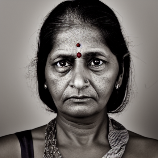 Portrait photo of an |[attractive]| |[middle-aged]| |[Indian]| |[woman]| , symmetric face, front-facing, serious eyes, 50mm portrait photography, hard rim lighting%>