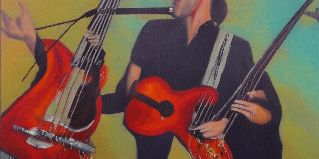 a oil painting of The bassist